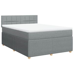 vidaXL cama box spring con colchón tela gris claro 160x200 cm
