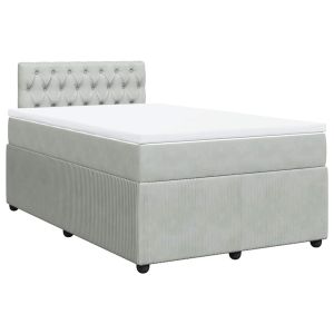 vidaXL cama box spring con colchón terciopelo gris claro 120x200 cm