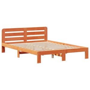 vidaXL estructura de cama sin colchón madera maciza marrón 135x190 cm