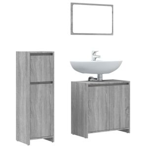 3 pcs conjunto móveis casa de banho madeira proc. Cinza sonoma