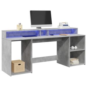 Secretária luzes LED 200x55x91 cm deriv. Madeira cinza cimento