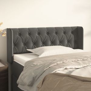 Cabeceira de cama c/ abas veludo 103x16x78/88cm cinzento-escuro ptob1720