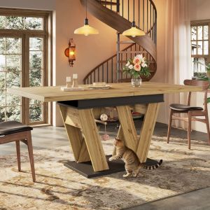 Mesa de jantar extensível com arrumação preto natural 75x119-158,5x80cm