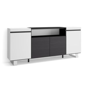 Aparador sala de jantar, 200x35x87cm, branco e preto rf2301
