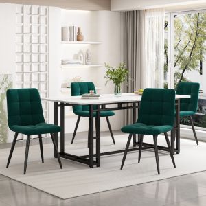 Conjunto mesa de jantar com 4 cadeiras em veludo verde mesa 140cm