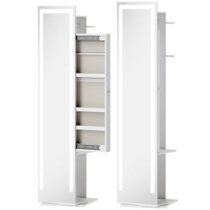 Armário para jóia 38,5x38,5x172,5 cm mdf, vidro color blanco Homcom