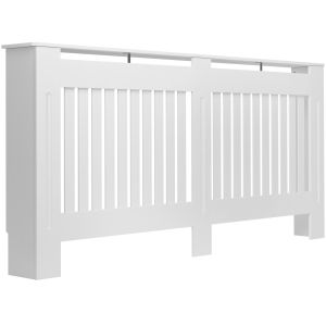 Cubierta para radiador de lamas, mdf, 172,3 x 19 x 82 cm, branco