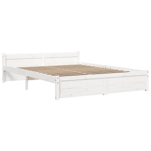 vidaXL estructura de cama sin colchón madera maciza blanco 160x200 cm