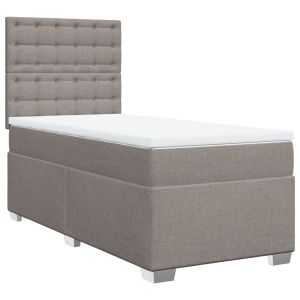 vidaXL cama box spring con colchón tela gris taupe 100x200 cm