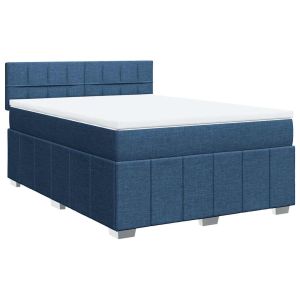 vidaXL cama box spring con colchón tela azul 140x200 cm