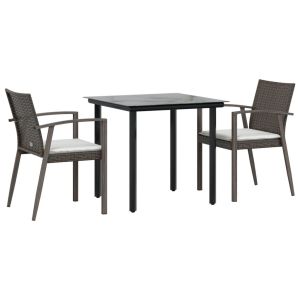 vidaXL juego comedor jardín 3 piezas y cojines ratán sintético y acero