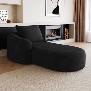 Sofá de canto chaise longue esquerda em tecido preto