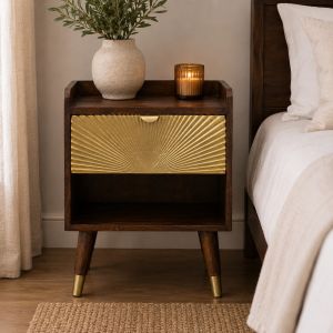 Artisan furniture mesa manila gold, 1 gaveta, castanho e dourado