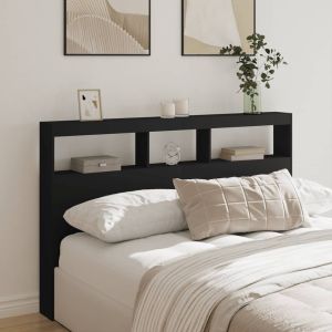 Armário de cabeceira com luzes LED 160x17x102 cm preto ptob1543