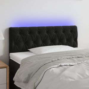 Cabeceira de cama c/ luzes LED veludo 90x7x78/88 cm preto ptob2074