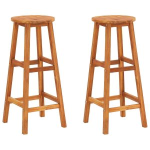 vidaXL taburetes de cocina 2 unidades madera maciza de acacia