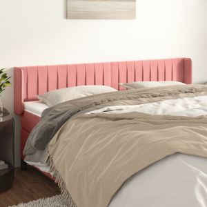 Cabeceira de cama c/ abas veludo 163x16x78/88 cm rosa ptob9105