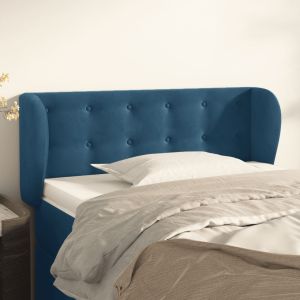 Cabeceira de cama c/ abas veludo 83x23x78/88cm azul-escuro ptob7581