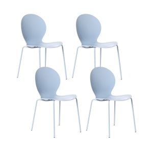 Conjunto de 4 cadeiras de jardim milos empilhável azul claro