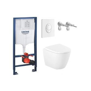 Pack grohe + sanita roca ona 53 branca soft-close + placa branca
