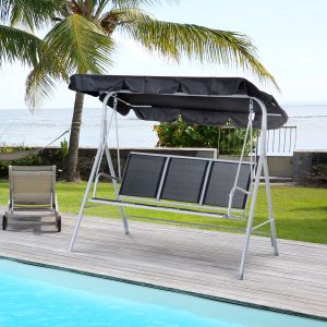 Baloiço de jardim 3 lugares com cobertura 171x108x154cm metal cinzento