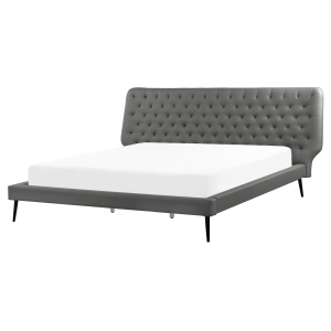 Cama pele sintética essonne 160 x 200 cm cinzento