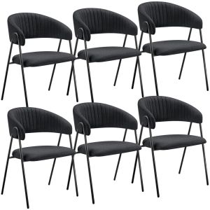 6 cadeiras de sala de jantar de tejido acolchoado 60 x 58 x 85 cm preto