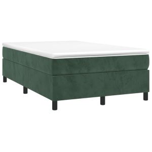 vidaXL cama box spring con colchón terciopelo verde oscuro 120x190 cm