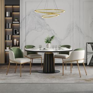 Cadeira de jantar moderna conjunto de 4 PVC verde e dourado