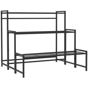 Estantería para plantas de 3 niveles metal negro 66x75x70cm