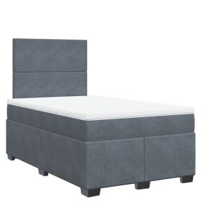 vidaXL cama box spring con colchón terciopelo gris oscuro 120x200 cm