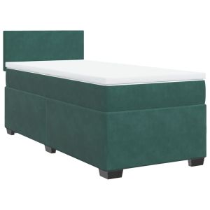 vidaXL cama box spring con colchón terciopelo verde oscuro 90x190 cm