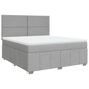 vidaXL cama box spring con colchón tela gris claro 180x200 cm