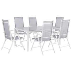Conjunto de refeição de jardim 6 lugares catania metal cinzento
