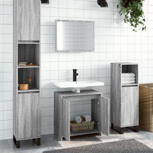 2 pcs conjunto móveis wc derivados de madeira sonoma cinza