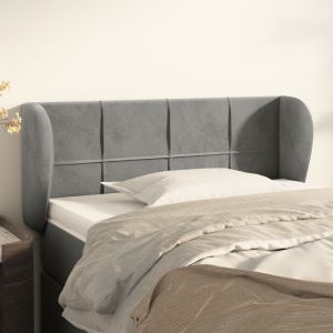 Cabeceira de cama c/ abas veludo 93x23x78/88 cm cinzento-claro ptob1936