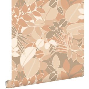 Estahome papel de parede folhas begeeterracota claro 50 x 900 cm