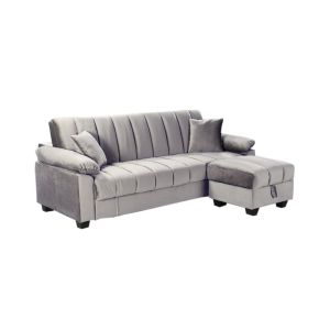 Sofá-cama yadhi com puff 210cm cinza