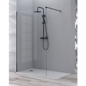 Ecrã de duche fixo de entrada a nível | painel de duche transp 120cm preto