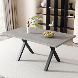 Mesa de jantar versátil mdf cinza e preto 76x140x80cm