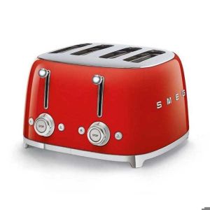 Torradeira smeg 4 fatias dos anos 50 - vermelho - 6 níveis de tostagem - fu