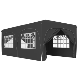 Tenda dobrável 597x300x270 cm metal e tecido oxford color gris Outsunny
