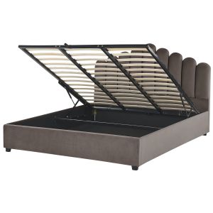 Sommier com arrumação vincennes veludo taupe 180 x 200 cm