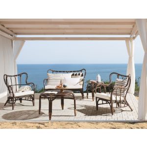 Conjunto de jardim com mesa 4 lugares brindisi rattan castanho escuro