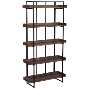 Estante em madeira e metal com 5 prateleiras 90,5x34x177,5h cm