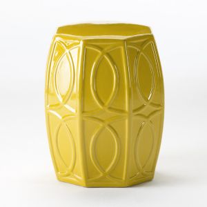 Banqueta 38x38x45 de cerâmica amarela