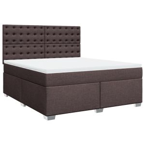 vidaXL cama box spring con colchón tela marrón oscuro 180x200 cm