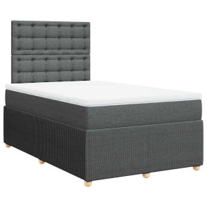 vidaXL cama box spring con colchón tela gris oscuro 120x200 cm
