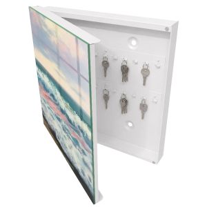Organizador de chaves de parede 30x30x5, abertura à esquerda branca