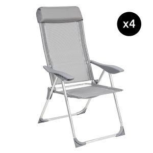 4 cadeiras de alumínio dobrável com encosto